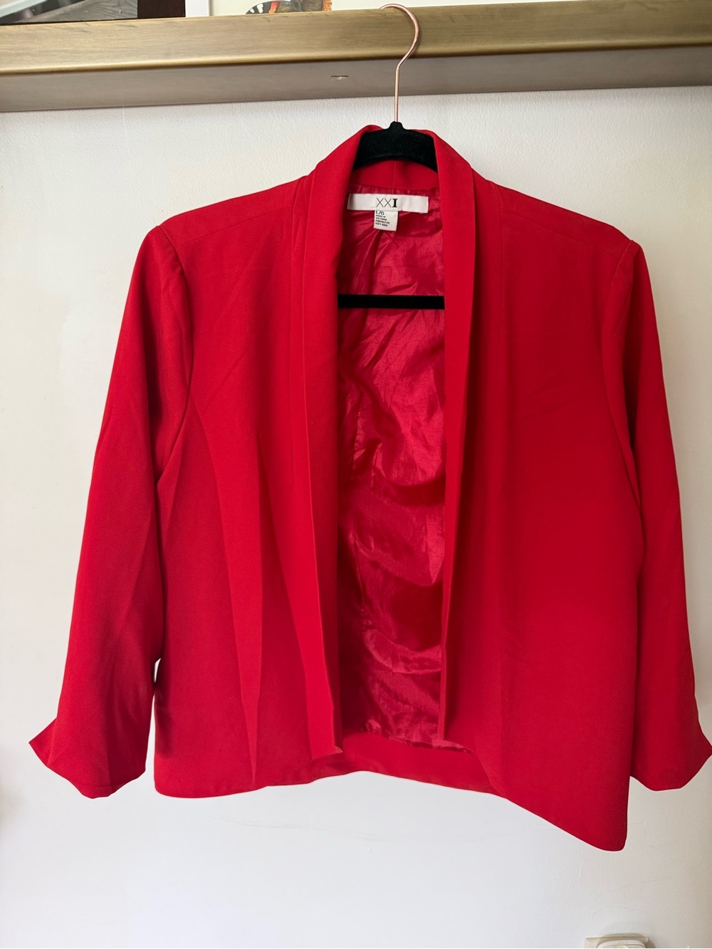 Forever 21 Bright Red Open-Front Women's Blazer Jacket